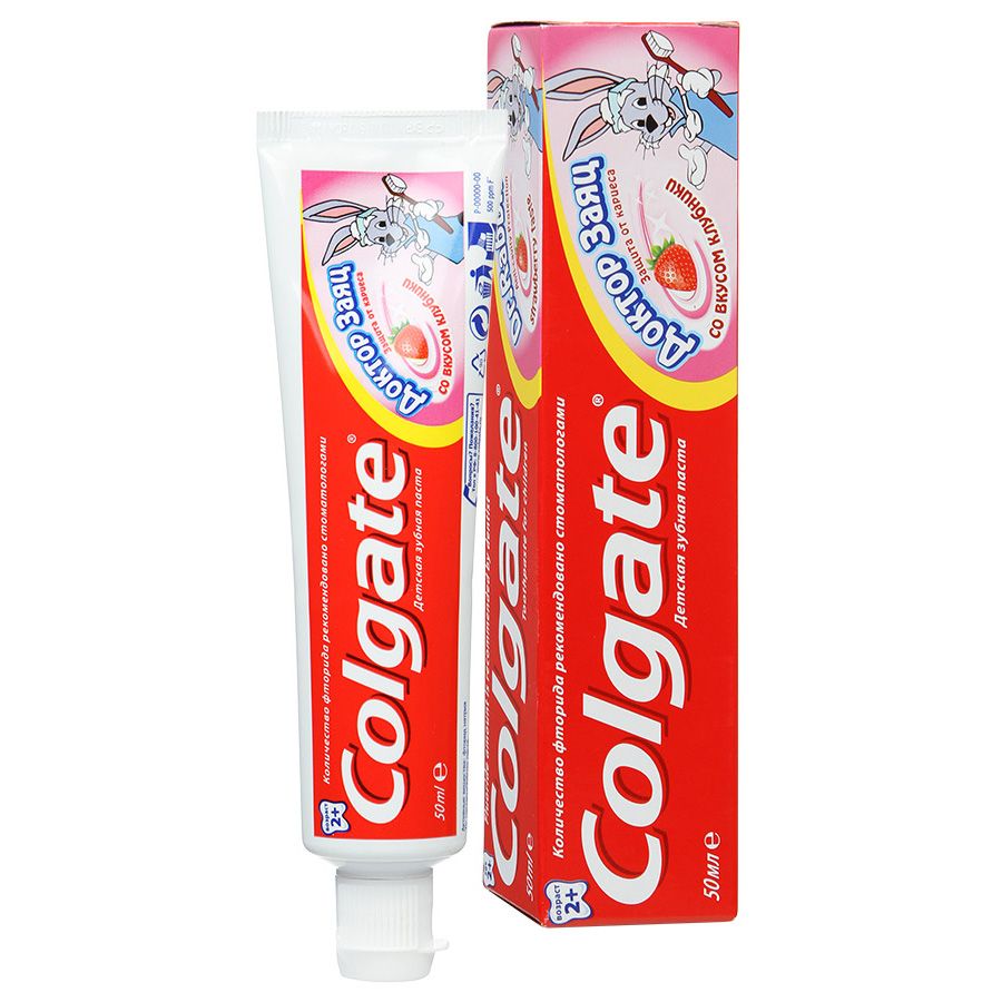 Зубная паста Доктор заяц со вкусом клубники для детей старше 2 лет Colgate, 50 мл