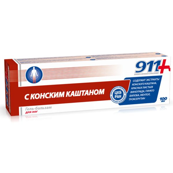 Гель-бальзам косметический для ног с конским каштаном 911, 100 мл