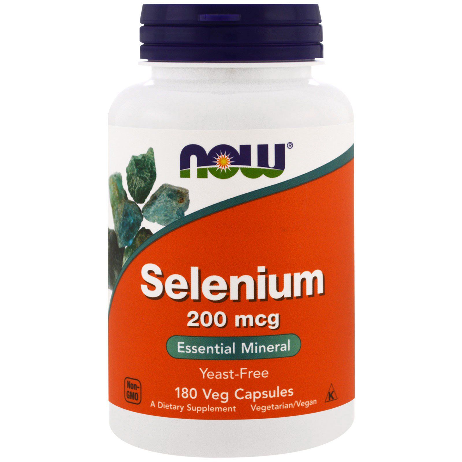 Селен Selenium при заболеваниях ССС, щитовидной железы, онкологии 200 мкг Now Foods, 180 шт