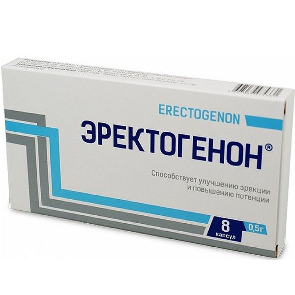 Средство для улучшения эрекции и повышения потенции Эректогенон 0,5 г, 8 капсул