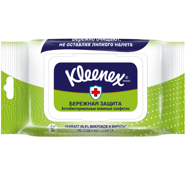 Влажные салфетки бережная защита антибактериальные Kleenex, 40 шт