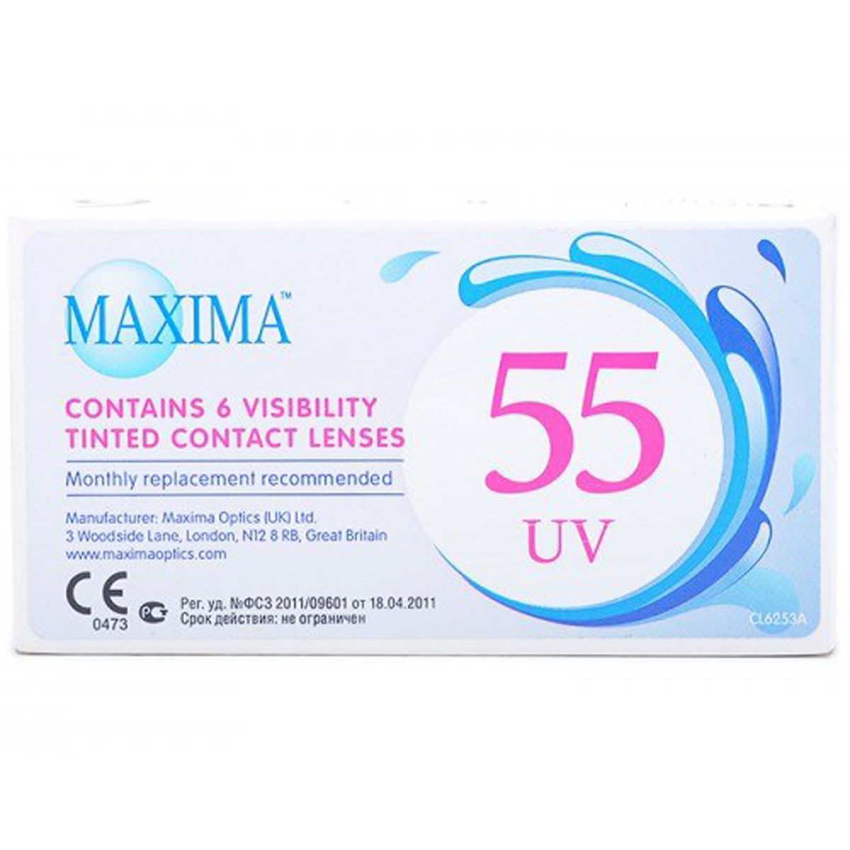 Контактные линзы Maxima 55 UV bc 8,6 -2.25, 6 шт