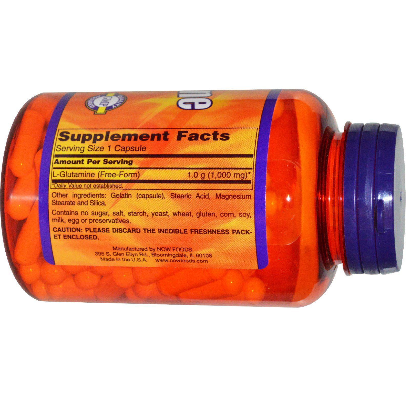 L-глутамин L-Glutamine двойная сила Now Foods 1000 мг, 120 капсул