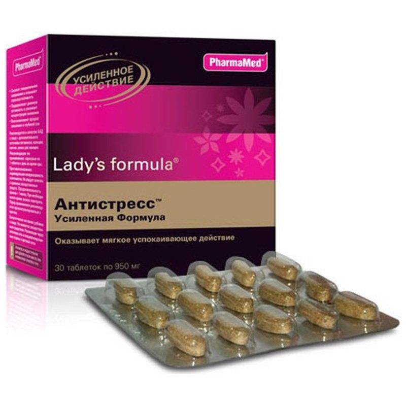 Lady’s formula, Антистресс Усиленная Формула с мягким успокаивающим действием, 950 мг, 30 шт