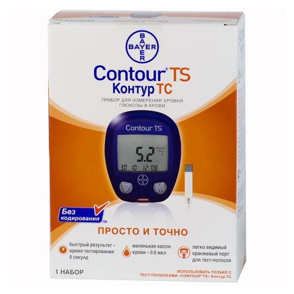 Глюкометр определение уровня  глюкозы в сыворотке крови, Contour®TS