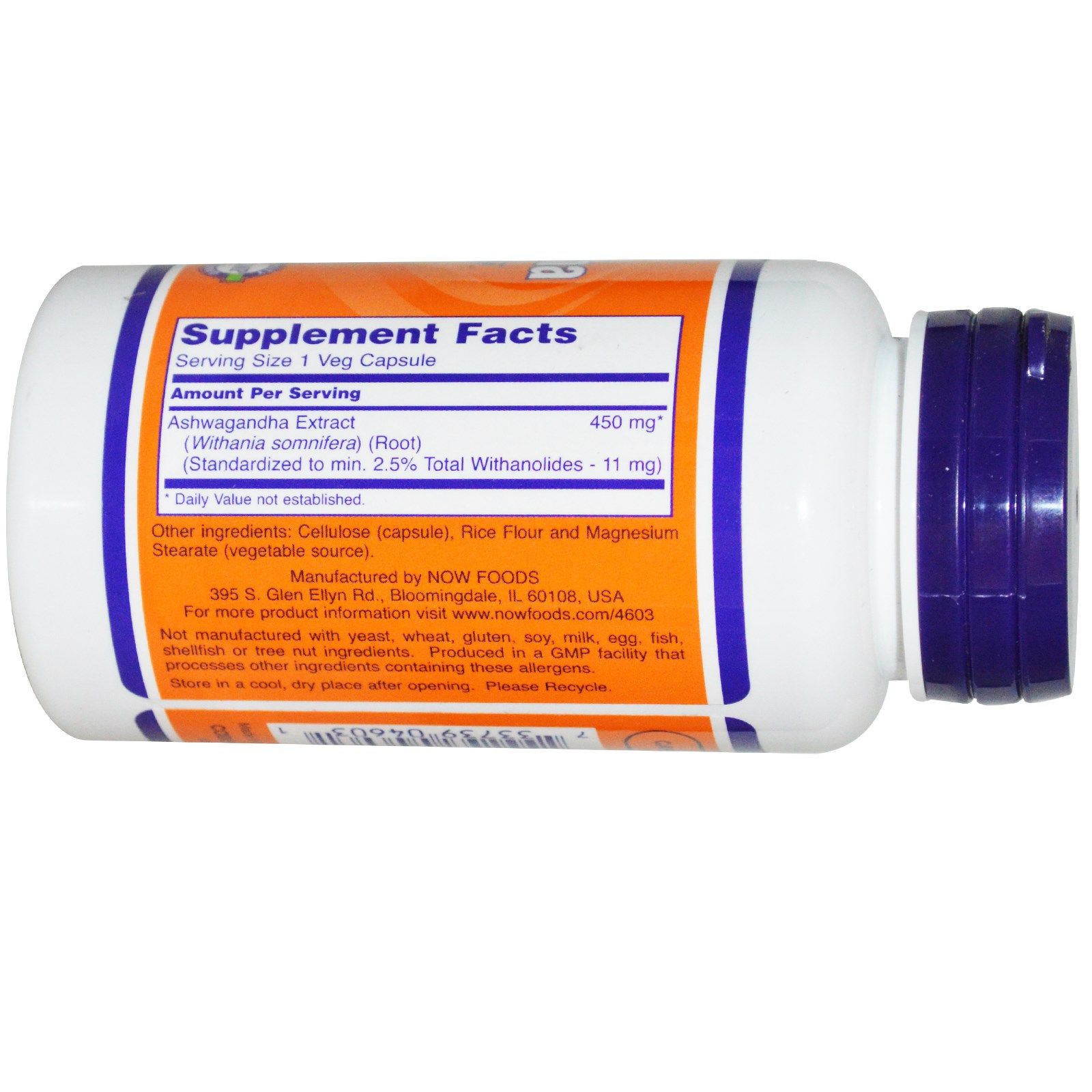 Ashwagandha, Ашваганда, Now Foods, 450 мг, 90 капсул