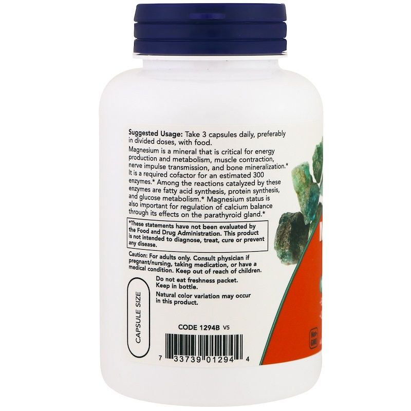 Магний цитрат Magnesium Citrate при диабете и стрессе Now Foods, 120 шт