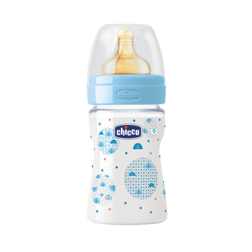 Бутылочка с латексной соской Chicco Well-Being Boy от 0 мес, 150 мл