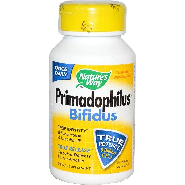 Лакто- и бифидобактерии для взрослых Primadophilus Bifidus Nature`s Way, 90 шт