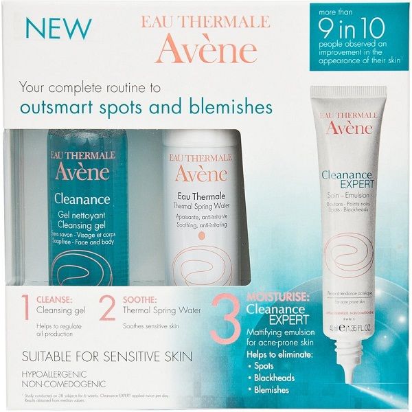 Набор Avene Cleanance Expert (эмульсия себорегулирующая кераторегулирующая 40 мл + очищающий гель 50 мл + термальная вода 50 мл)
