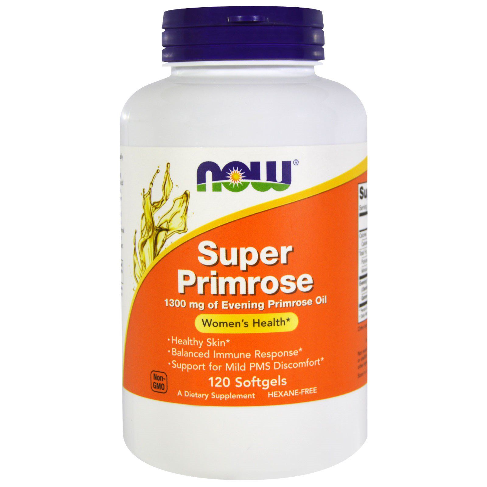 Super Primrose Масло Примулы вечерней (Гамма-линоленовая кислота) Now Foods 1300 мг, 120 желатиновых капсул