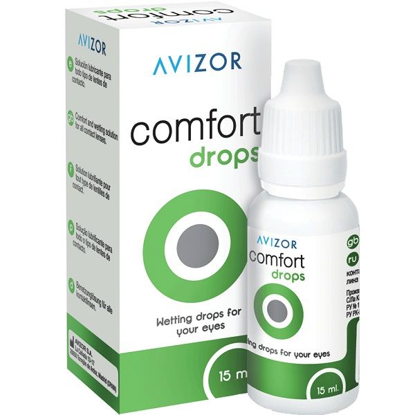 Увлажняющие капли для глаз Avizor Comfort при ношении контактных линз, 15 мл