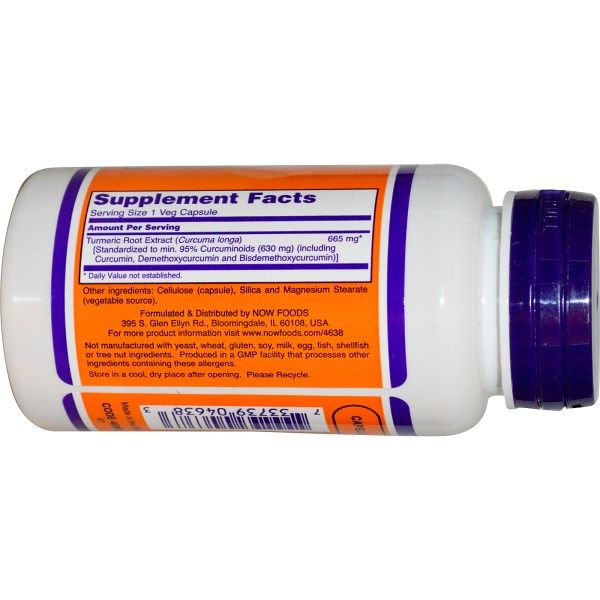 Нау Фудс Куркумин Curcumin Now Foods 665 мг, 60 капсул