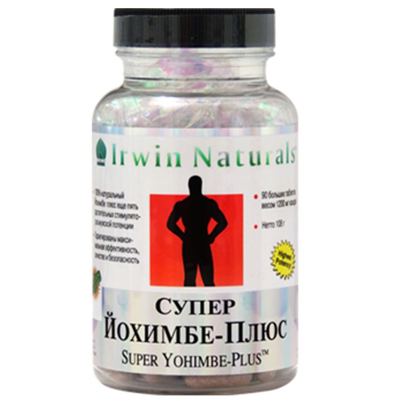 Супер Йохимбе-Плюс Стимулятор потенции Irwin Naturals 1200 мг, 90 таблеток