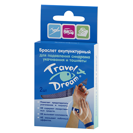 Браслет акупунктурный от укачивания в транспорте универсальный Travel Dream, 2 шт