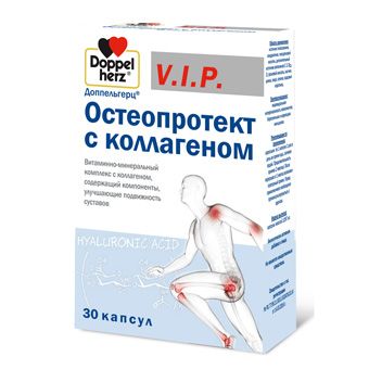 Остеопротект с коллагеном, Улучшение подвижности суставов, Доппельгерц® V.I.P., 30 капсул