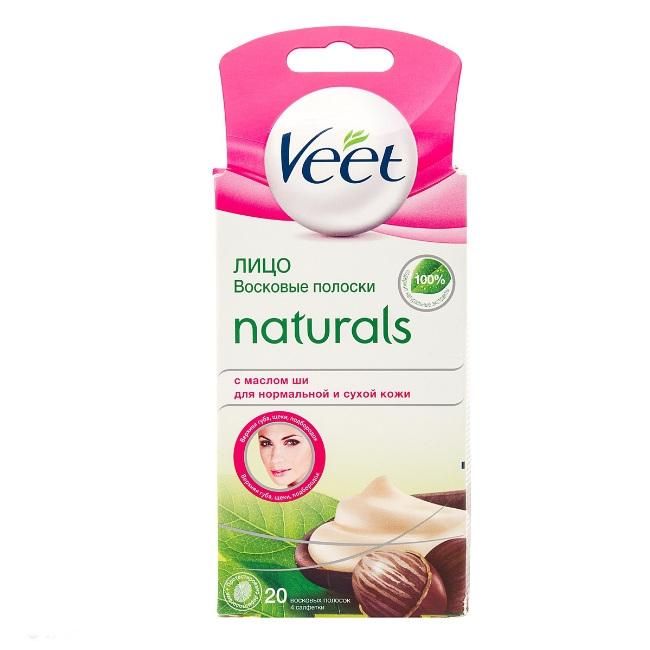 Полоски восковые для депиляции лица Veet, 20 шт