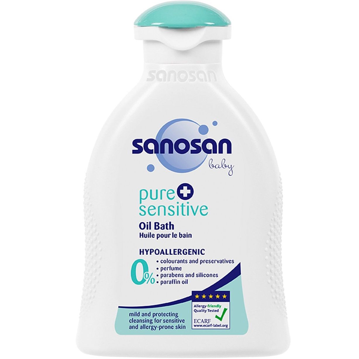 Масло для купания Sanosan Pure+ Sensitive для чувствительной и аллергической кожи, 200 мл