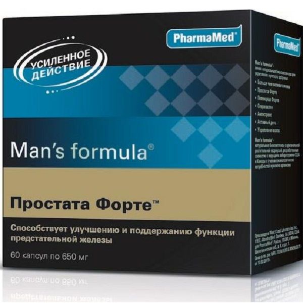 Man`s Formula Простата форте для улучшения и поддержания функции предстательной железы 650 мг, 60 шт
