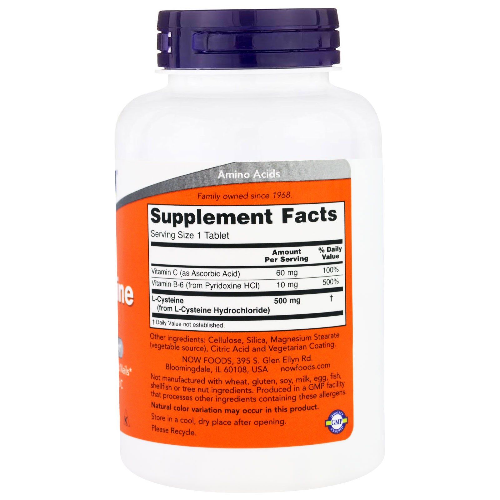 L-Cysteine L-Цистеин Structural Support Now Foods 500 мг, 100 таблеток
