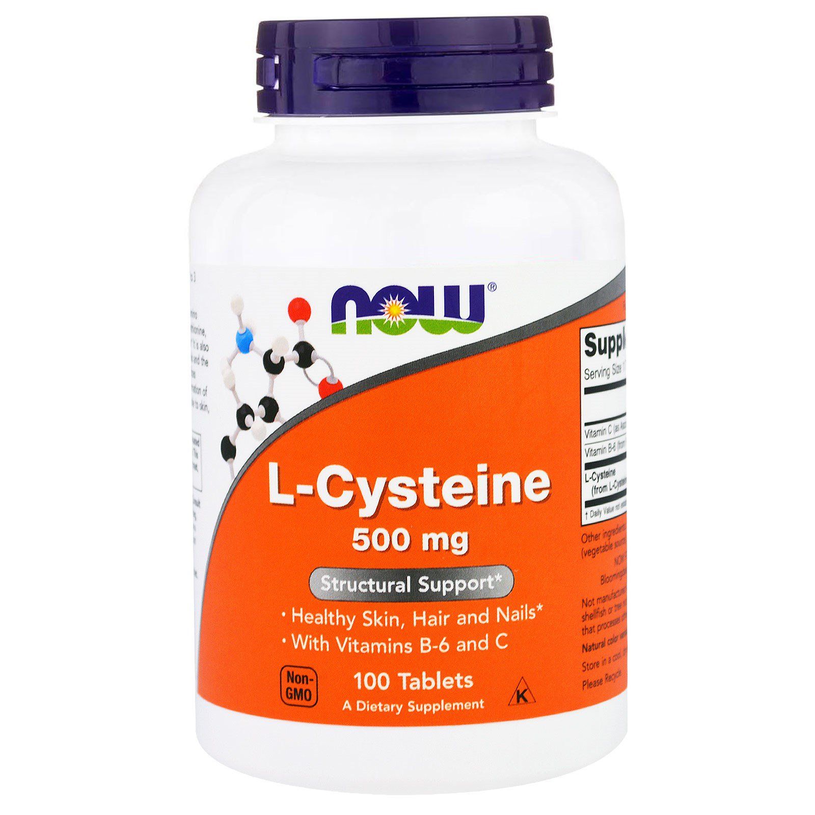L-Cysteine L-Цистеин Structural Support Now Foods 500 мг, 100 таблеток