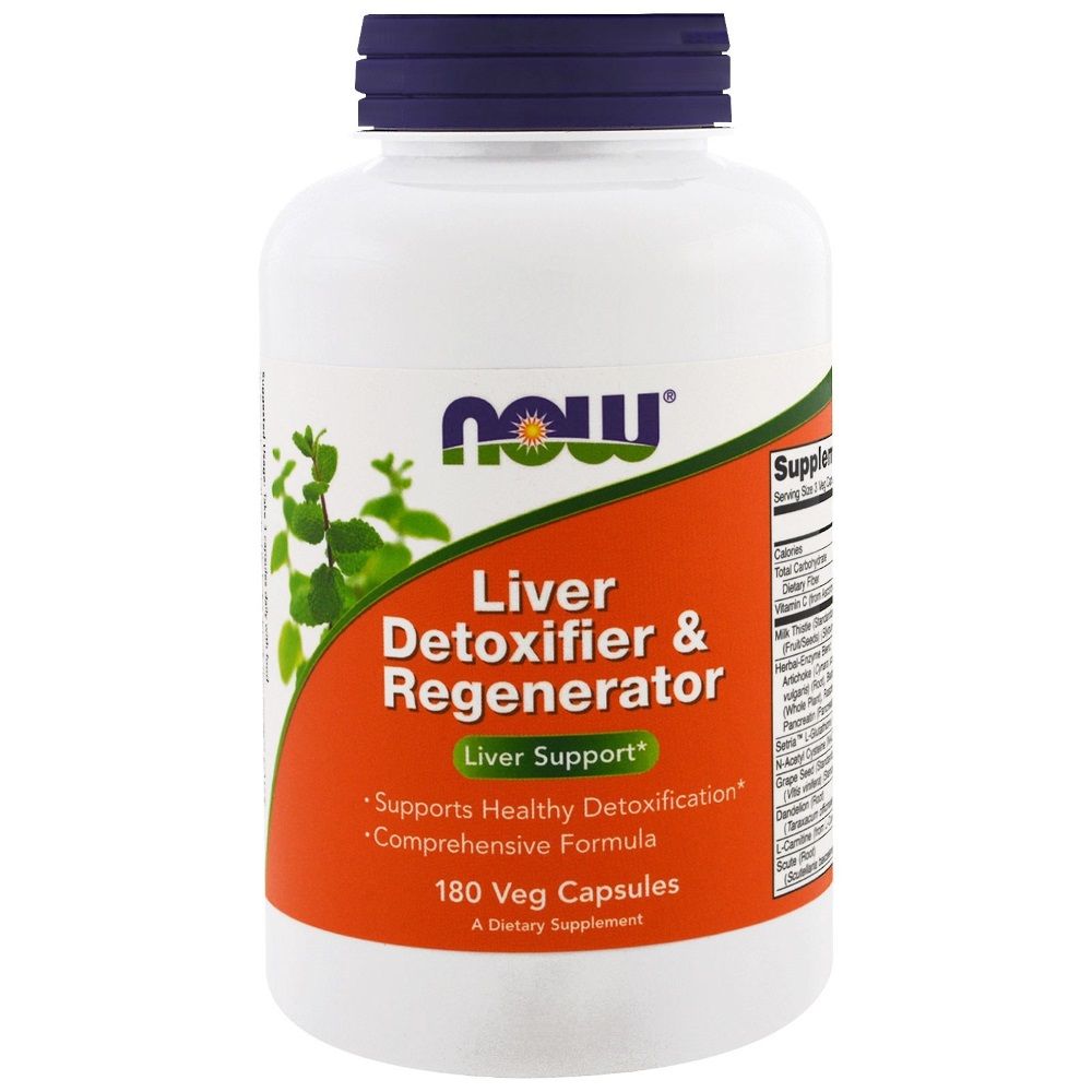 Ливер детокс liver detoxifier & regenerator при алкогольных гепатитах и циррозах печени Now Foods, 180 капсул