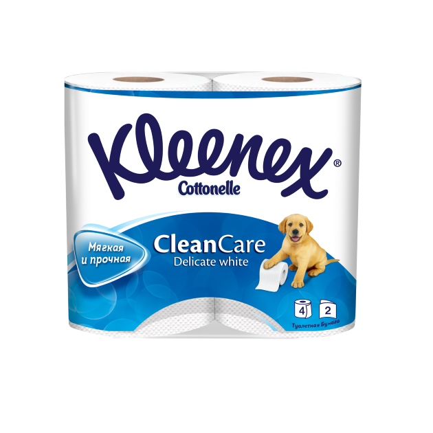 Туалетная бумага двухслойная белая Kleenex, 4 рулона