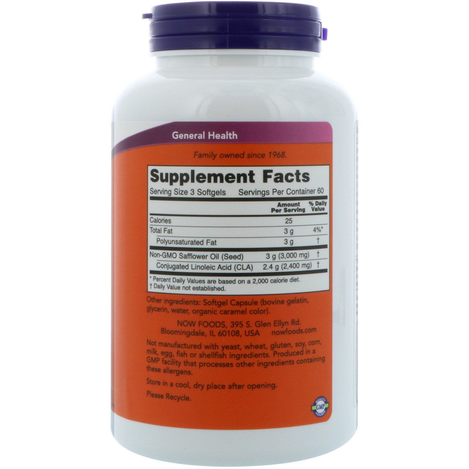 КЛК CLA Коньюгированная линолевая кислота Now Foods 800 мг, 180 мягких капсул