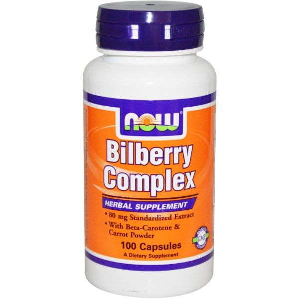 Нау Фудс Билберри Комплекс Поддержка зрения и сосудов Bilberry Complex Now Foods, 100 капсул